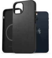 Telefon tok AlzaGuard Genuine Leather iPhone 13 Magsafe fekete tok - Kryt na mobil