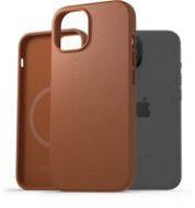 AlzaGuard Genuine Leather iPhone 15 Magsafe nyeregbarna tok - Telefon tok