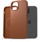 AlzaGuard Genuine Leather Case with Magsafe pro iPhone 15 sedlově hnědý     - Kryt na mobil