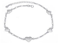 Agato Silver leg bracelet with glittering hearts AGN53/27 (Ag925/1000 5,1 g) - Chain Necklace