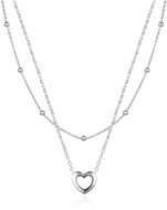 Agato Double silver necklace with heart AGS1552 (Ag925/1000 4,3 g) - Necklace