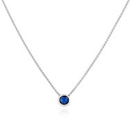 Agato Minimalist silver necklace with blue zircon AGS1561/47-DB (Ag925/1000 1,6 g) - Necklace