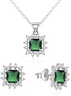 Agato Lovely silver jewellery set with cubic zirconia AGSET363R-GR (chain, pendant, earrings) (Ag925 - Jewellery Gift Set
