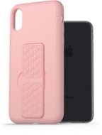 AlzaGuard Liquid Silicone Case mit Ständer für iPhone X / Xs - rosa - Handyhülle