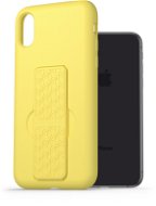 AlzaGuard Liquid Silicone Case mit Ständer für iPhone X / Xs - gelb - Handyhülle