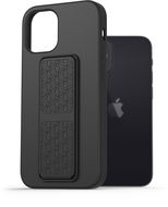 AlzaGuard Liquid Silicone Case with Stand for iPhone 12 mini Black - Phone Cover