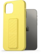 AlzaGuard Liquid Silicone Case with Stand for iPhone 12/12 Pro Yellow - Phone Cover