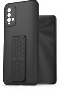 AlzaGuard Liquid Silicone Case with Stand for Xiaomi Redmi 9T Black - Phone Cover
