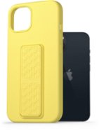 AlzaGuard Liquid Silicone Case with Stand pre iPhone 13 žltý - Kryt na mobil