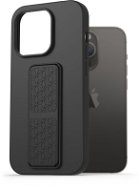 AlzaGuard Liquid Silicone Case with Stand az iPhone 14 Pro készülékhez - fekete - Telefon tok