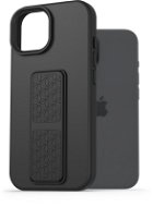 AlzaGuard Liquid Silicone iPhone 15 fekete tok állvánnyal - Telefon tok
