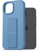 AlzaGuard Liquid Silicone iPhone 15 kék tok állvánnyal - Telefon tok