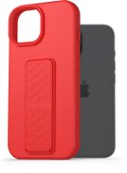AlzaGuard Liquid Silicone iPhone 15 piros tok állvánnyal - Telefon tok