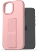 AlzaGuard Liquid Silicone Case with Stand pre iPhone 15 ružový - Kryt na mobil