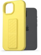 AlzaGuard Liquid Silicone Case with Stand na iPhone 15 žltý - Kryt na mobil