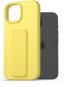 AlzaGuard Liquid Silicone iPhone 15 sárga tok állvánnyal - Telefon tok