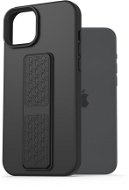 AlzaGuard Liquid Silicone iPhone 15 Plus fekete tok állvánnyal - Telefon tok