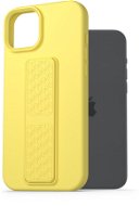 AlzaGuard Liquid Silicone Case with Stand na iPhone 15 Plus žltý - Kryt na mobil