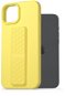 AlzaGuard Liquid Silicone iPhone 15 Plus sárga tok állvánnyal - Telefon tok
