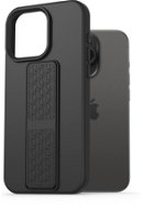 AlzaGuard Liquid Silicone Case with Stand iPhone 15 Pro fekete szilikon tok - Telefon tok
