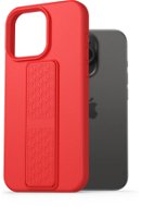 AlzaGuard Liquid Silicone Case with Stand na iPhone 15 Pro červený - Kryt na mobil