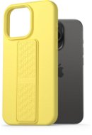 AlzaGuard Liquid Silicone iPhone 15 Pro sárga tok állvánnyal - Telefon tok