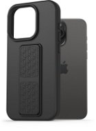 AlzaGuard Liquid Silicone iPhone 15 Pro Max fekete tok állvánnyal - Telefon tok