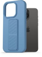 AlzaGuard Liquid Silicone iPhone 15 Pro Max kék tok állvánnyal - Telefon tok