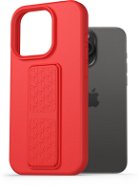 AlzaGuard Liquid Silicone iPhone 15 Pro Max piros tok állvánnyal - Telefon tok