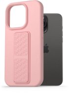 AlzaGuard Liquid Silicone iPhone 15 Pro Max rózsaszín tok állvánnyal - Telefon tok