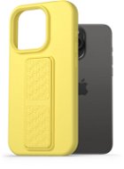 AlzaGuard Liquid Silicone iPhone 15 Pro Max sárga tok állvánnyal - Telefon tok