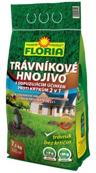 AGRO Lawn fertiliser - with mole repellent effect FLORIA, 7,5 kg - Lawn Fertilizer - Main image
