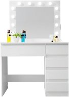 Aga Toaletný stolík MRDT06 so zrkadlom, osvetlením a elektrickou zásuvkou, matný biely - Toaletný stolík