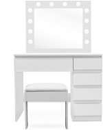 Aga Toaletný stolík MRDT10 so zrkadlom, osvetlením a el. zásuvkou + taburet, matný biely - Toaletný stolík