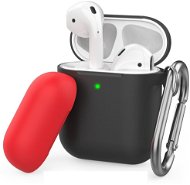 AhaStyle Case Airpods 1 & 2 with Clip Black/Red - Headphone Case