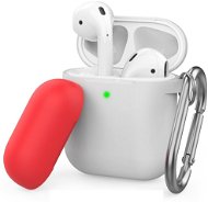 AhaStyle Case Airpods 1 & 2 with Clip White/Red - Headphone Case