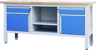 AHProfi Workbench with Two Drawers, Two Cabinets and Shelf - Workbench