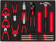AHProfi Set of Pliers, Punches and Hammers 15 pcs, Drawer with Foam Filling - Workshop Cart Organizer