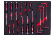 AHProfi Set of Screwdrivers and TORX Wrenches 18 pcs, Drawer with Foam Filling - Workshop Cart Organizer
