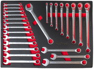 AHProfi Set of Ring Spanners and Ring Spanners 25 pcs, Foam Filling in the Trolley - Workshop Cart Organizer