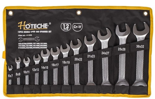 Hoteche 12-Piece Open-End Spanner Set in Roll-Up Bag - HT191003 - Flat Wrench Set - Main image