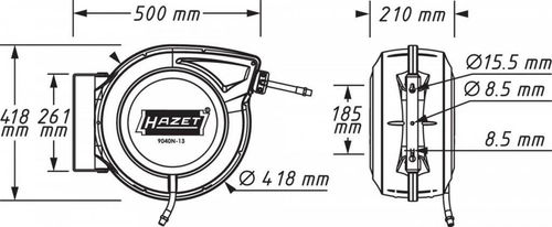 Hazet Self-Winding Drum with Water and Air Hose 15m - Garden Hose Reel