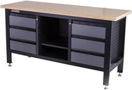 AHProfi Dílenský ponk s dřevěnou pracovní deskou, 6 zásuvek, police - Pracovní stůl