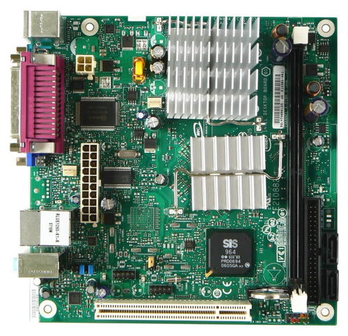 Intel D201GLY2 Little Valley 2, int. Celeron 220 sc479, SiS 662/964, DDR2 533, int. VGA, USB2.0, LAN - Motherboard - Hauptbild