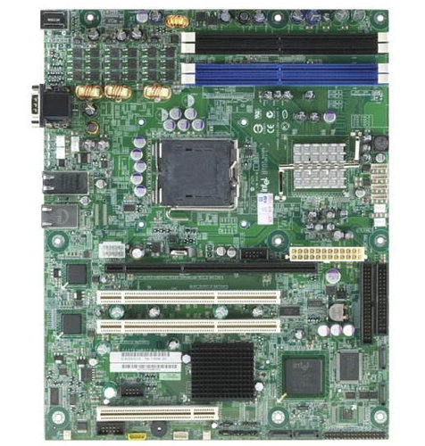 Intel SE7221BK1 Buckner, iE7221, 4x DDR2 533 ECC, SATA RAID, int. VGA, USB2.0, 2xGLAN, sc775, ATX - Motherboard - Main image