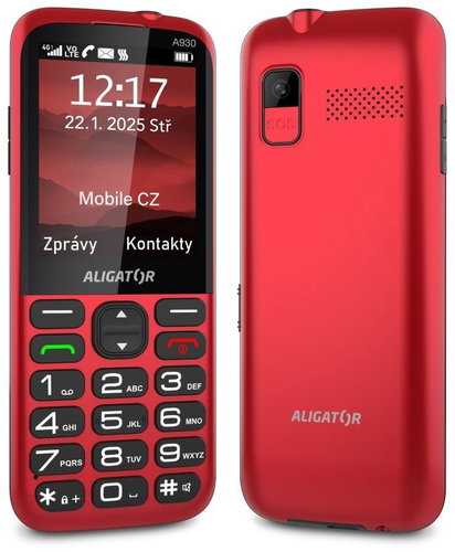 Aligator A930 GPS 4G Senior red + charging stand - Mobile Phone - Main image