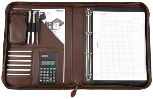 Alassio Conference folders A4 with calculator Viterbo, brown - Document Folder - Main image