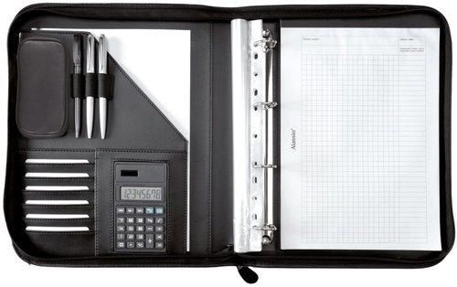 Alassio Conference folders A4 with calculator Viterbo, black - Document Folder - Main image