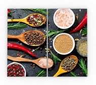 Glass kitchen plate PEPŘ A SŮL 60×52cm - cutting board - protective plate, HC52×30_00013 - Cutting Board