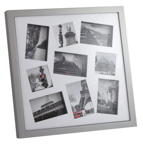 Invotis Fotorámeček Exposed 1511, MDF, 10×15cm (6×), 10×10cm (3×), stříbrný - Fotorámeček - Main image